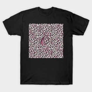 Letter Q Monogram & Pink Leopard Print T-Shirt